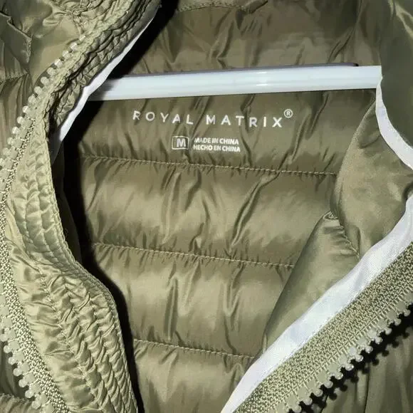 Women's Royal Matrix Olive Green Puffer Vest Medium - Picture 2 of 4